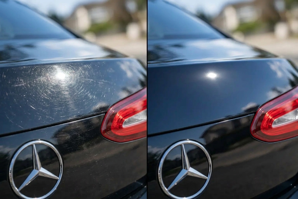 Mercedes C-Class: scratch before and after